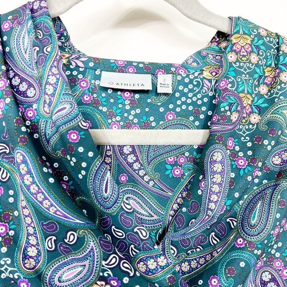 Athleta Dahlia Paisley Printed Athleisure Athletic Casual Shift Dress Size 2 - Picture 5 of 6